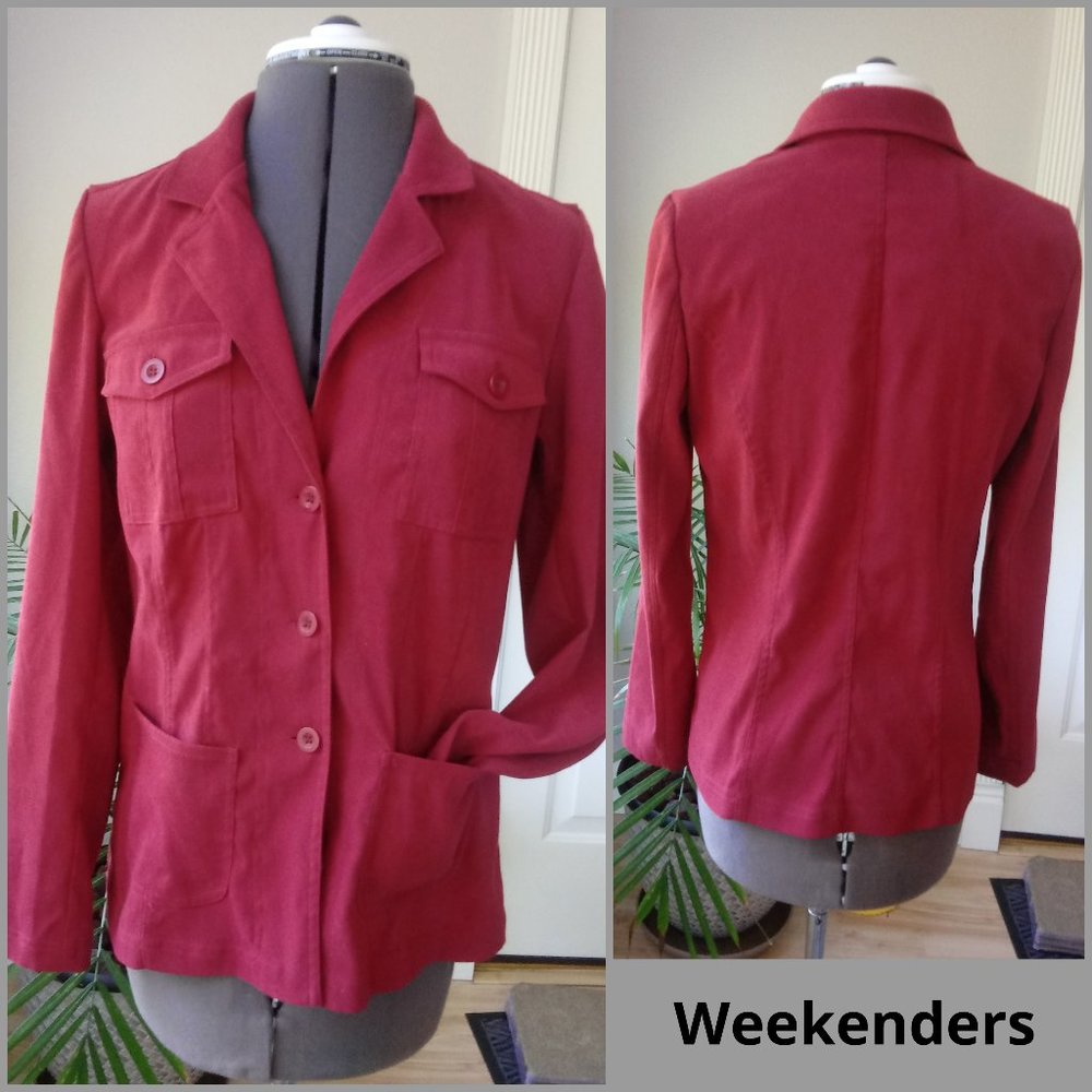 Weekenders Faux Suede Tailored Blazer w/ 4 Pockets